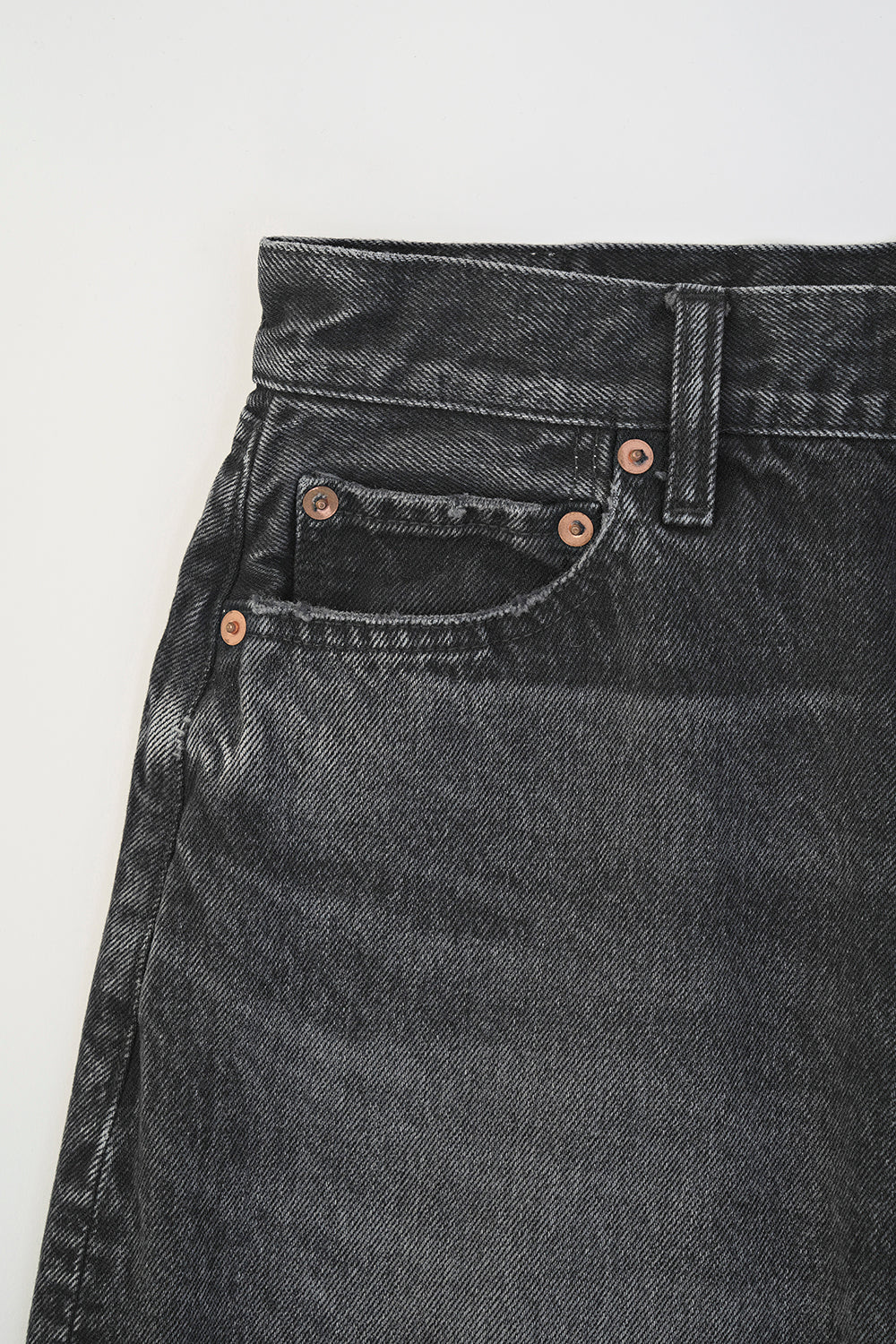 Wide Pipe Denim Pants / BLACK (HUG-041)