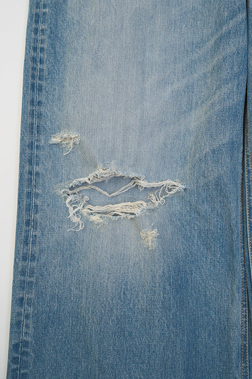 Torn Pipe Denim Pants / BLUE (HUG-041-01)