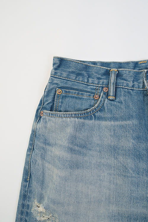 Torn Pipe Denim Pants / BLUE (HUG-041-01)