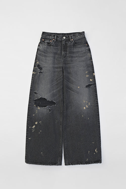 Torn Pipe Denim Pants / BLACK (HUG-041-01)