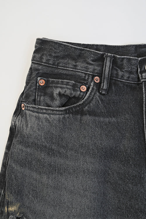 Torn Pipe Denim Pants / BLACK (HUG-041-01)